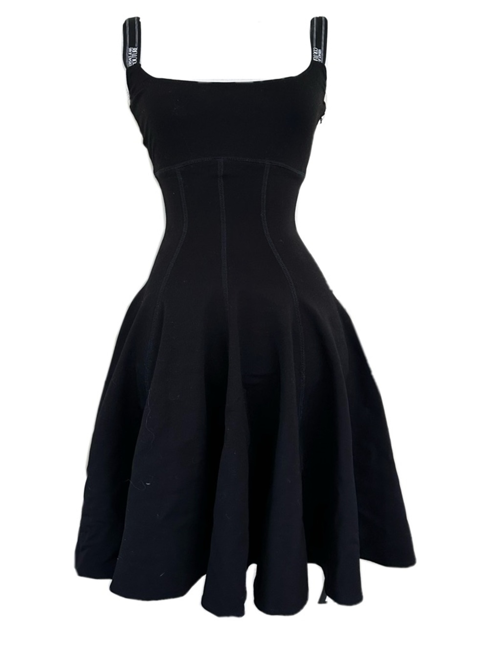 Versace Black Square-Neck Fit & Flare Midi Dress